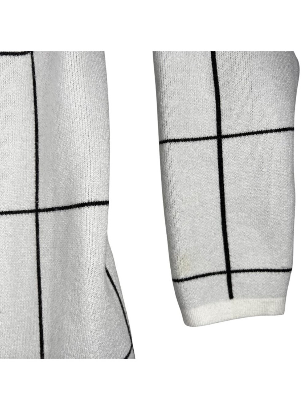 Bohme White Black Open Front Cardigan Sweater Coat Duster Pockets Womens S/M - Picture 8 of 13
